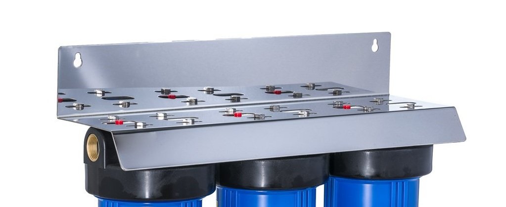 Stainless steel water filter bracket for three filters
