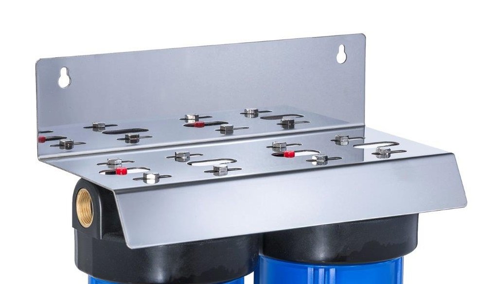 Stainless steel water filter bracket for two filters